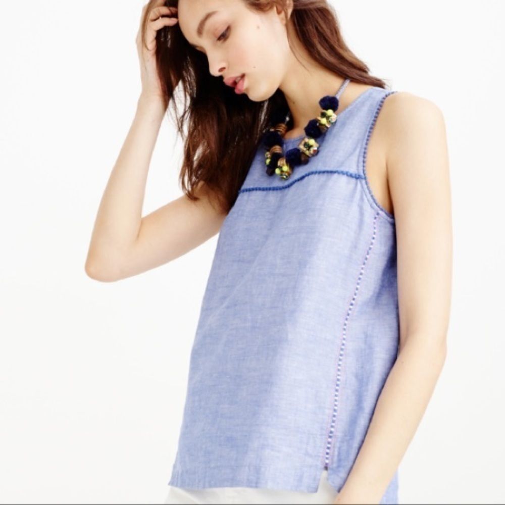 J. CREW Linen Blend Blue Sleeveless Top